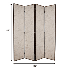 80 X 84 Beige Wood & Fabric  Screen - Homeroots