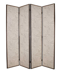 80 X 84 Beige Wood & Fabric  Screen - Homeroots