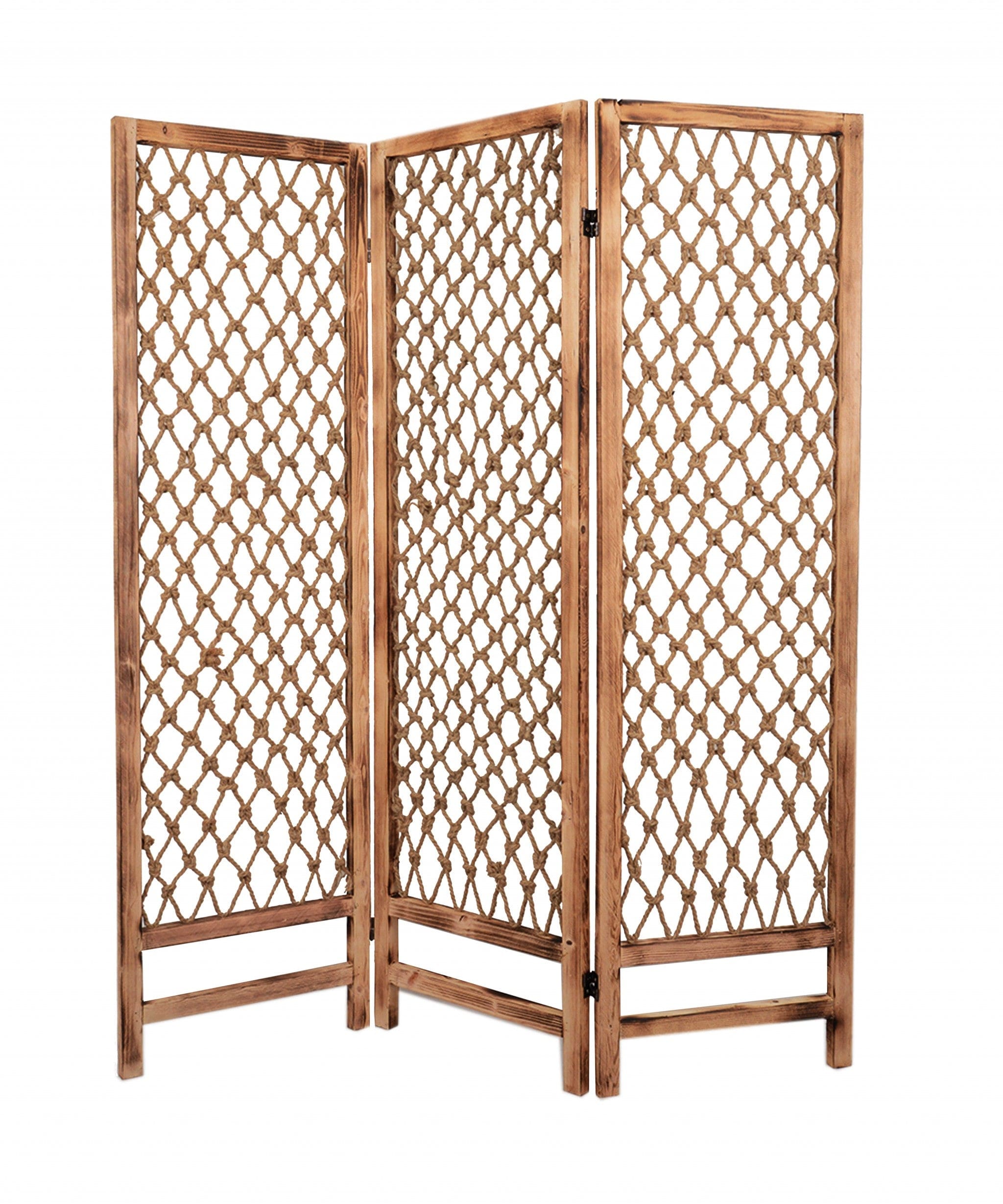 60 X 69 Natural Rope Wooden  Screen - Homeroots