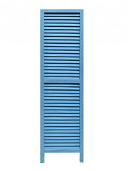 Blue Finish Wood Shutter 3 Panel Room Divider Screen