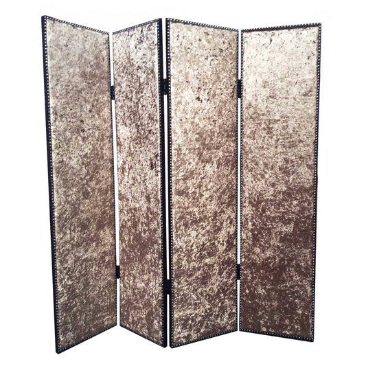 84 X 84 Bronze Wood & Fabric  Screen - Homeroots