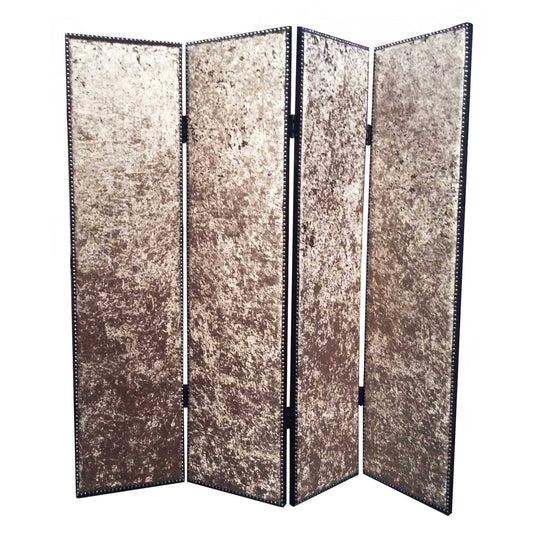 84 X 84 Bronze Wood & Fabric  Screen - Homeroots