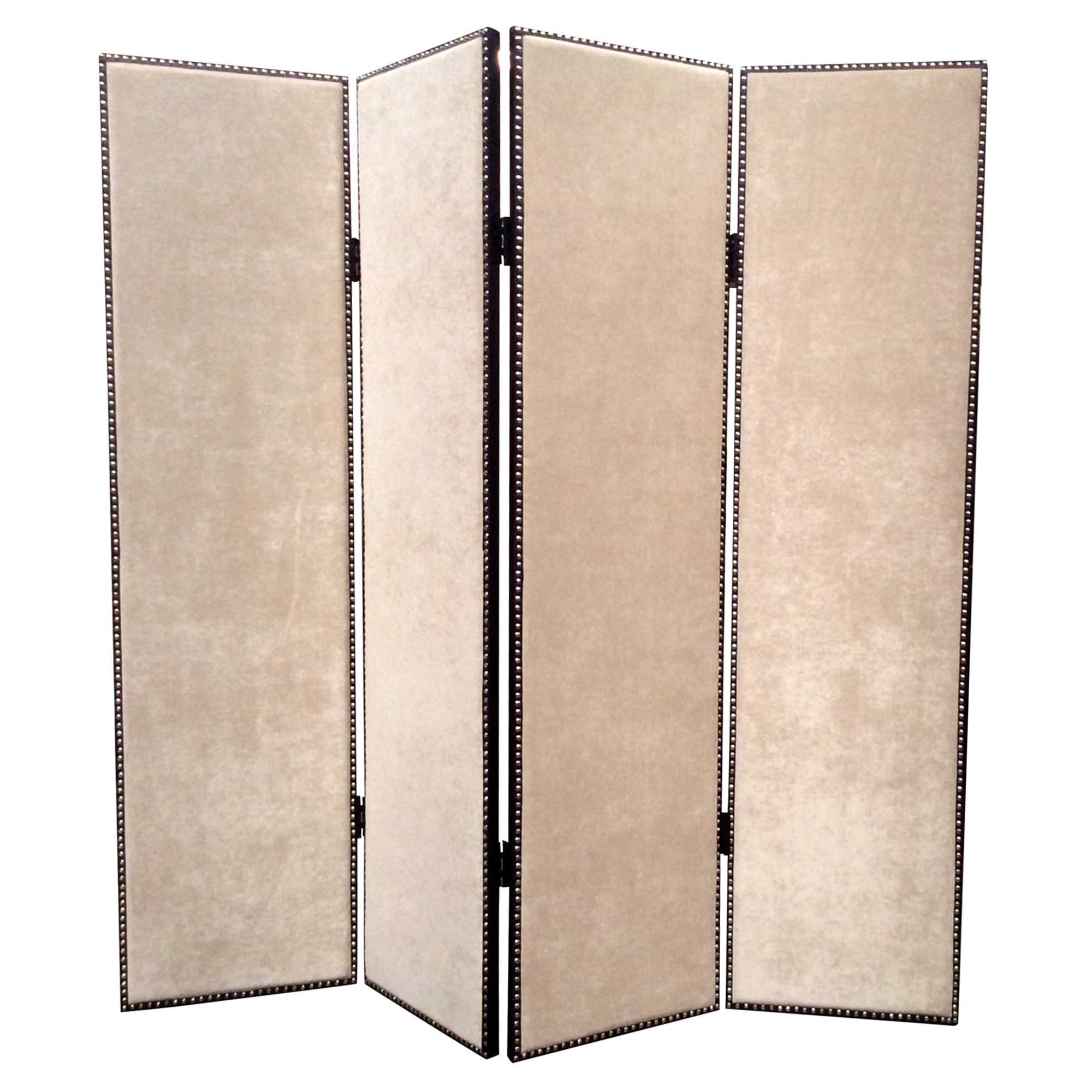 84 X 84 Beige Wood & Fabric Chateau  Screen - Homeroots