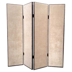 84 X 84 Beige Wood & Fabric Chateau  Screen - Homeroots