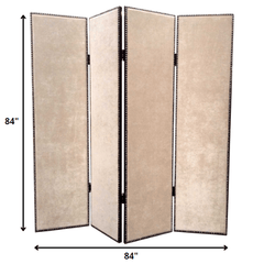 84 X 84 Beige Wood & Fabric Chateau  Screen - Homeroots