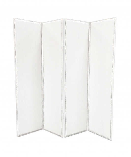 84 X 84 White Faux Leather  Screen - Homeroots