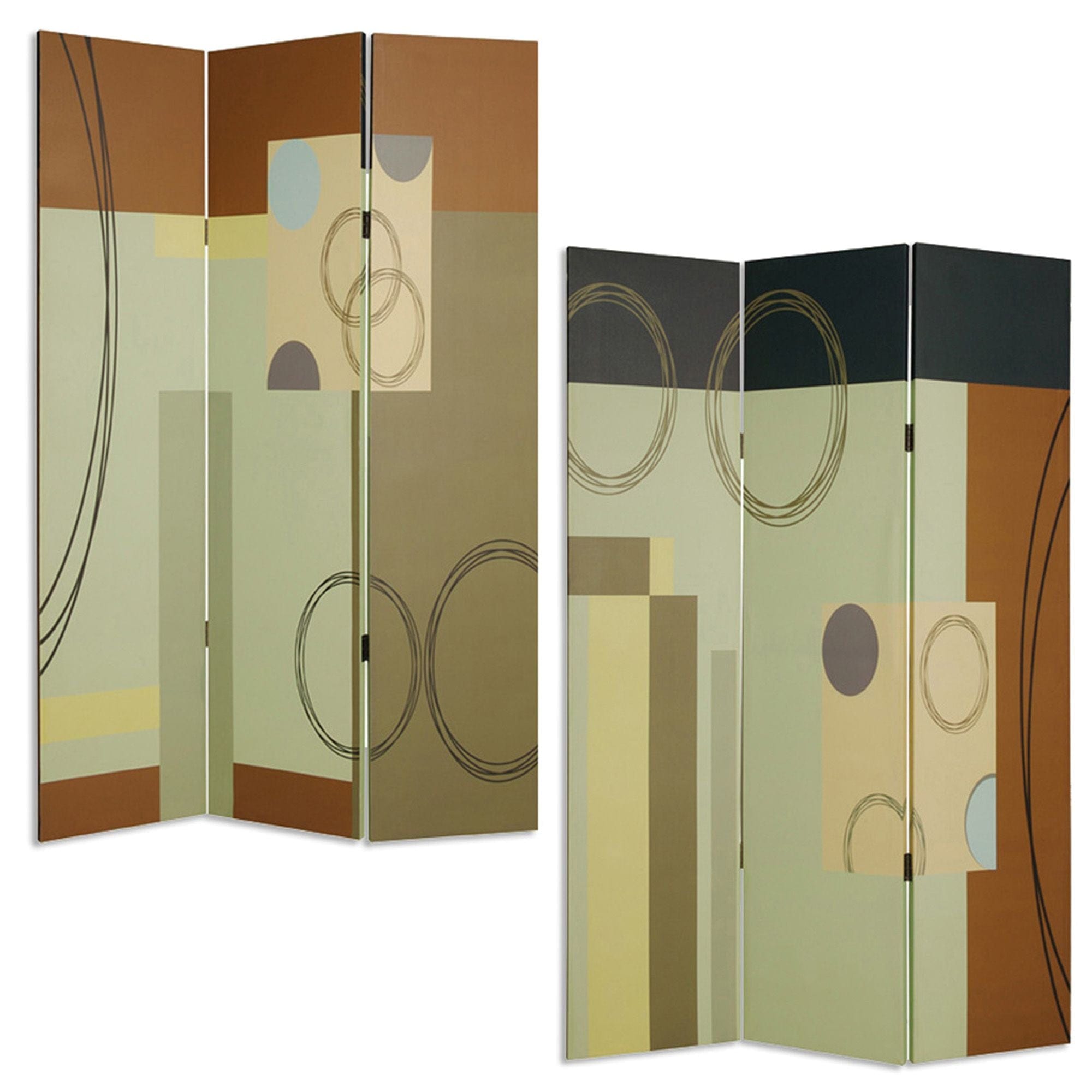 48" X 72" Multi Color Wood Canvas 3 Panel Screen - Homeroots