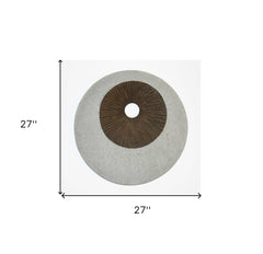 27" X 27" X 3" Brown & Gray Round Double Layer Ribbed  Wall Decor - Homeroots