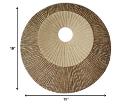 Placa de pared redonda de doble capa acanalada de color marrón de 19" x 19" x 2,5"