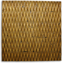 36" X 36" X 1" Raw Wood Look Gold Finish Square Wall Art - Homeroots