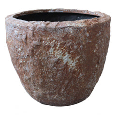 Set of Three 21" Brown Stone Indoor Outdoor Round Pot Planter