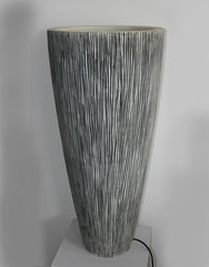 1 X 18 X 39 Gray Sandstone Ribbed Long Conical  Planter With Light