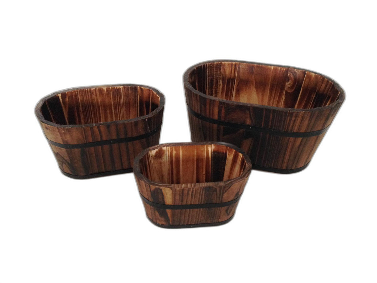 Jardinera de madera marrón de 1" x 10" x 7" (3 piezas)