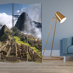 48" X 72" Multi Color Wood Canvas Machu Picchu  Screen - Homeroots