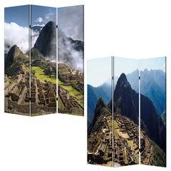 48" X 72" Multi Color Wood Canvas Machu Picchu  Screen - Homeroots