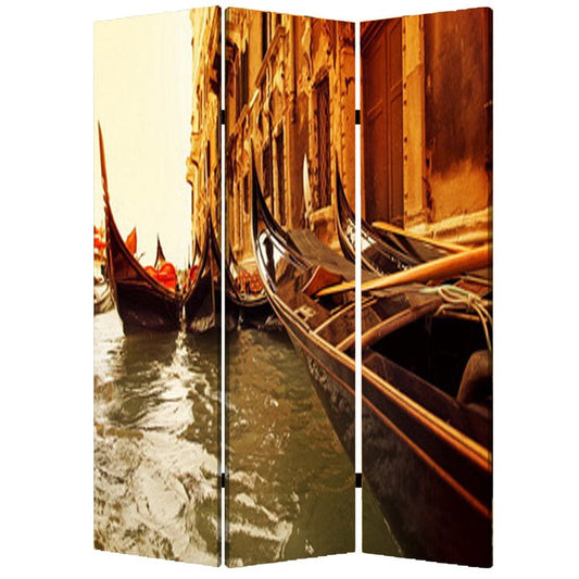 48" X 72" Multi Color Wood Canvas Venice  Screen - Homeroots