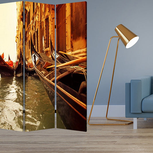 48" X 72" Multi Color Wood Canvas Venice  Screen - Homeroots