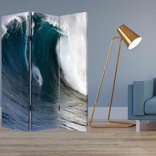 48 X 72 Multi Color Wood Canvas Wave  Screen - Homeroots