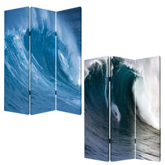 48 X 72 Multi Color Wood Canvas Wave  Screen - Homeroots