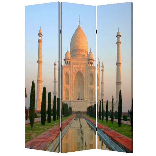 48" X 72" Multi Color Wood Canvas Taj Mahal  Screen - Homeroots