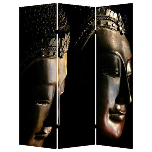 48" X 72" Multi Color Wood Canvas Budda  Screen - Homeroots