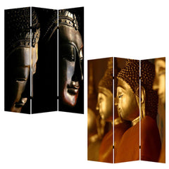 48" X 72" Multi Color Wood Canvas Budda  Screen - Homeroots