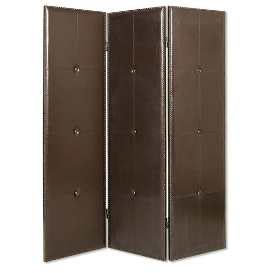 60" X 72" Brown Faux Leather  Screen - Homeroots