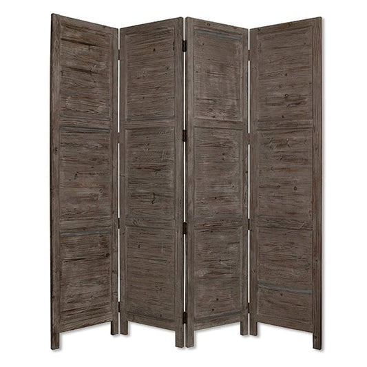 84" Gray Folding Four Panel Screen Room Divider - Homeroots