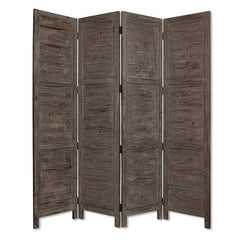 84" Gray Folding Four Panel Screen Room Divider - Homeroots