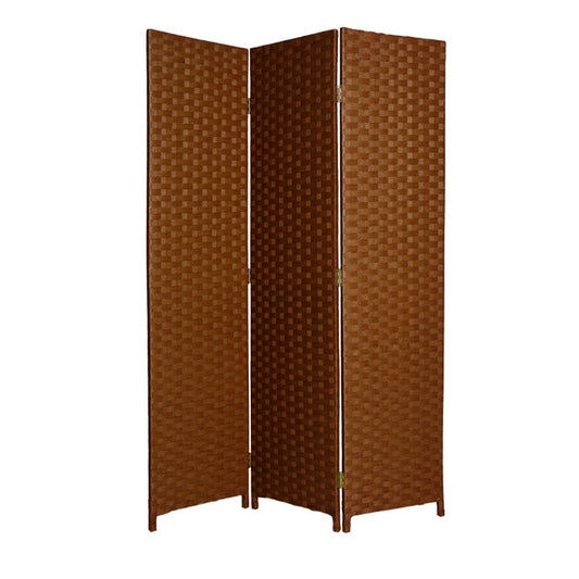 54" X 72" Dark Brown Wood  3 Panel Screen - Homeroots