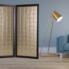 59" X 67" Gold Wood & Fabric  Screen - Homeroots