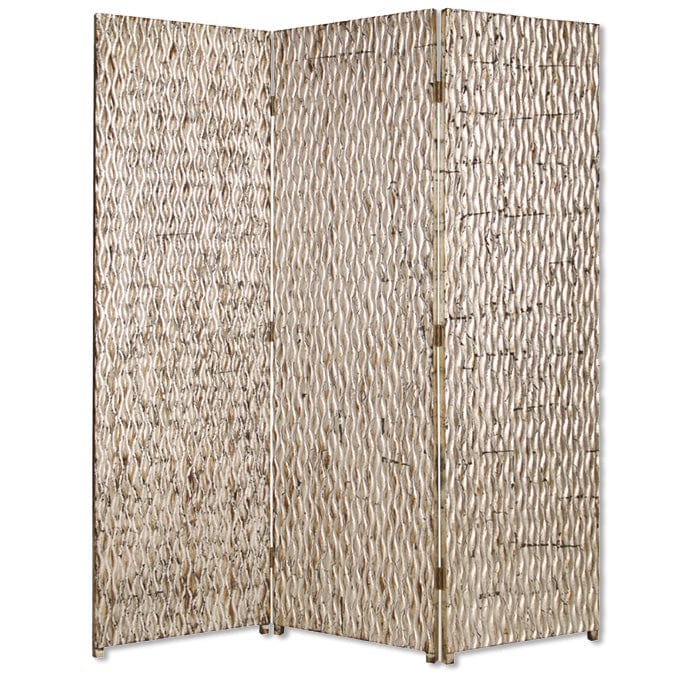 63" X 72" Silver Wood 3 Panel  Screen - Homeroots