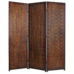 Biombo de madera marrón de 3 paneles de 1" x 63" x 72"