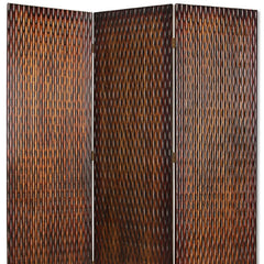 Biombo de madera marrón de 3 paneles de 1" x 63" x 72"