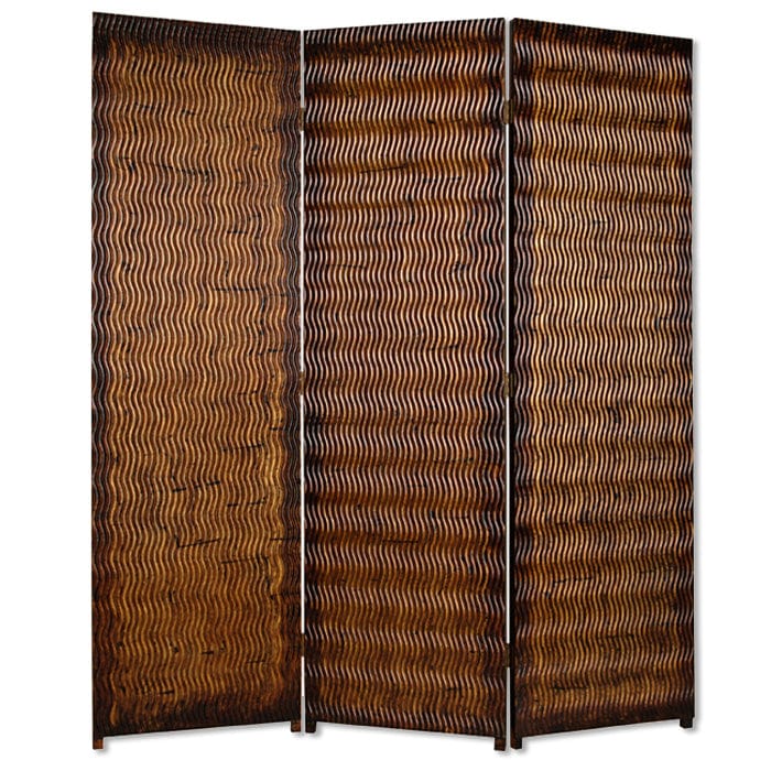 63" X 72" Brown Wood 3 Panel  Screen - Homeroots