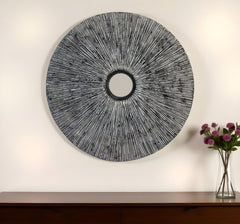 30" X 30" Contemporary Grey Round Rib Wall Art - Homeroots