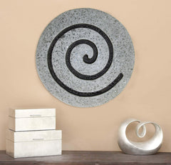 Arte de pared en espiral moderno, redondo, gris, de 19" x 19" x 2"