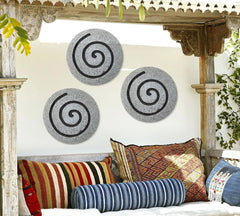 Arte de pared en espiral moderno, redondo, gris, de 19" x 19" x 2"