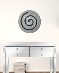 Arte de pared en espiral moderno, redondo, gris, de 19" x 19" x 2"