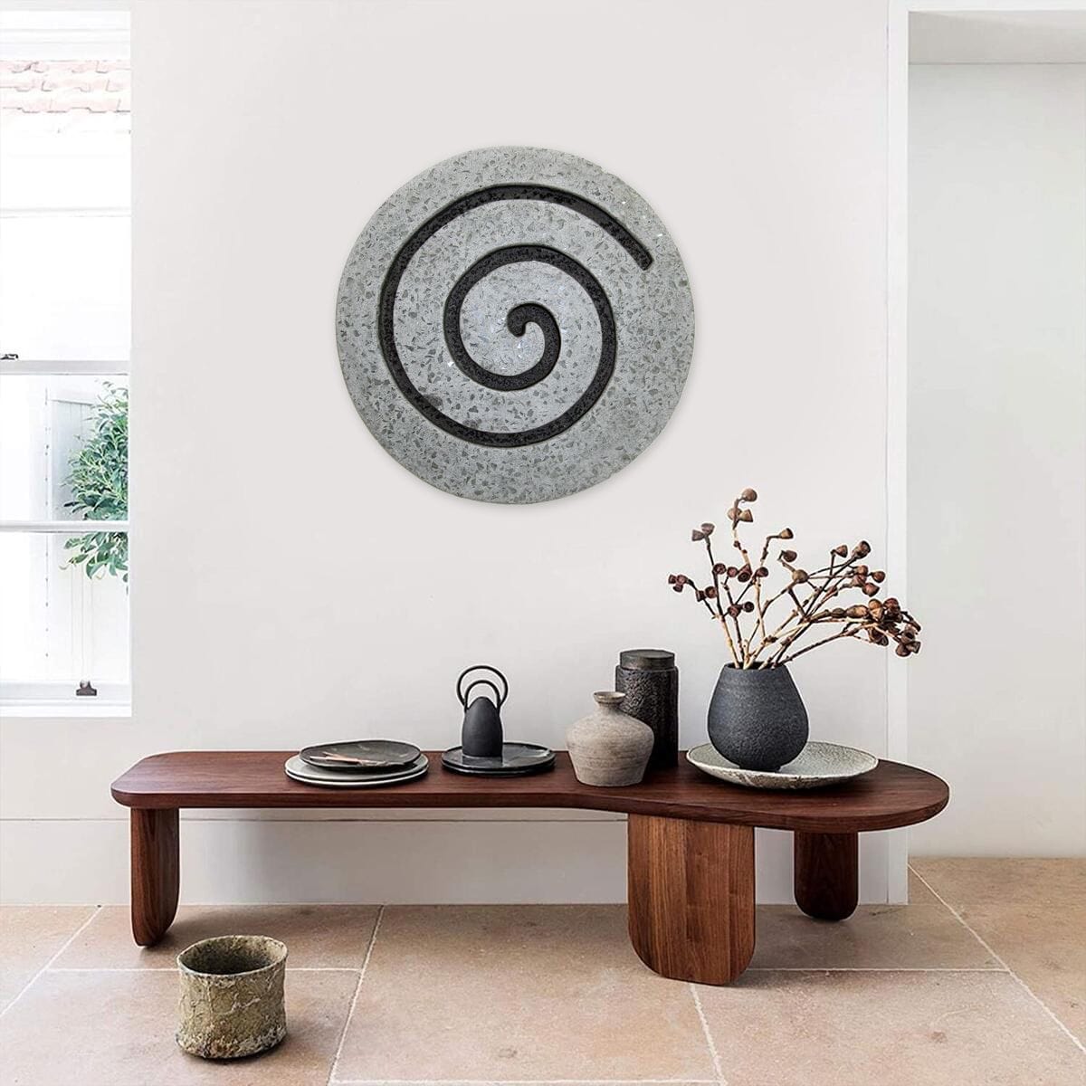 28" X 28" X 2" Gray Round Modern Spiral Wall Art - Homeroots