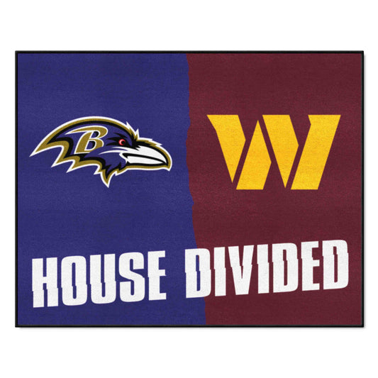 NFL House Divided - Ravens / Football Team House Divided Rug - 34 in. x 42.5 in. - NFL House Divided - Ravens / Commanders