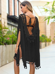 Tassel Cutout Half Sleeve Cover-Up Trendsi