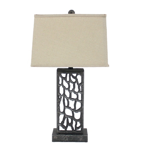 5 X 8 X 28.75 Silver Metal With Multi Mini Grotto Pattern - Table Lamp - Homeroots