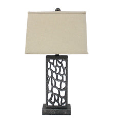 5 X 8 X 28.75 Silver Metal With Multi Mini Grotto Pattern - Table Lamp - Homeroots