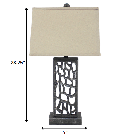 5 X 8 X 28.75 Silver Metal With Multi Mini Grotto Pattern - Table Lamp - Homeroots