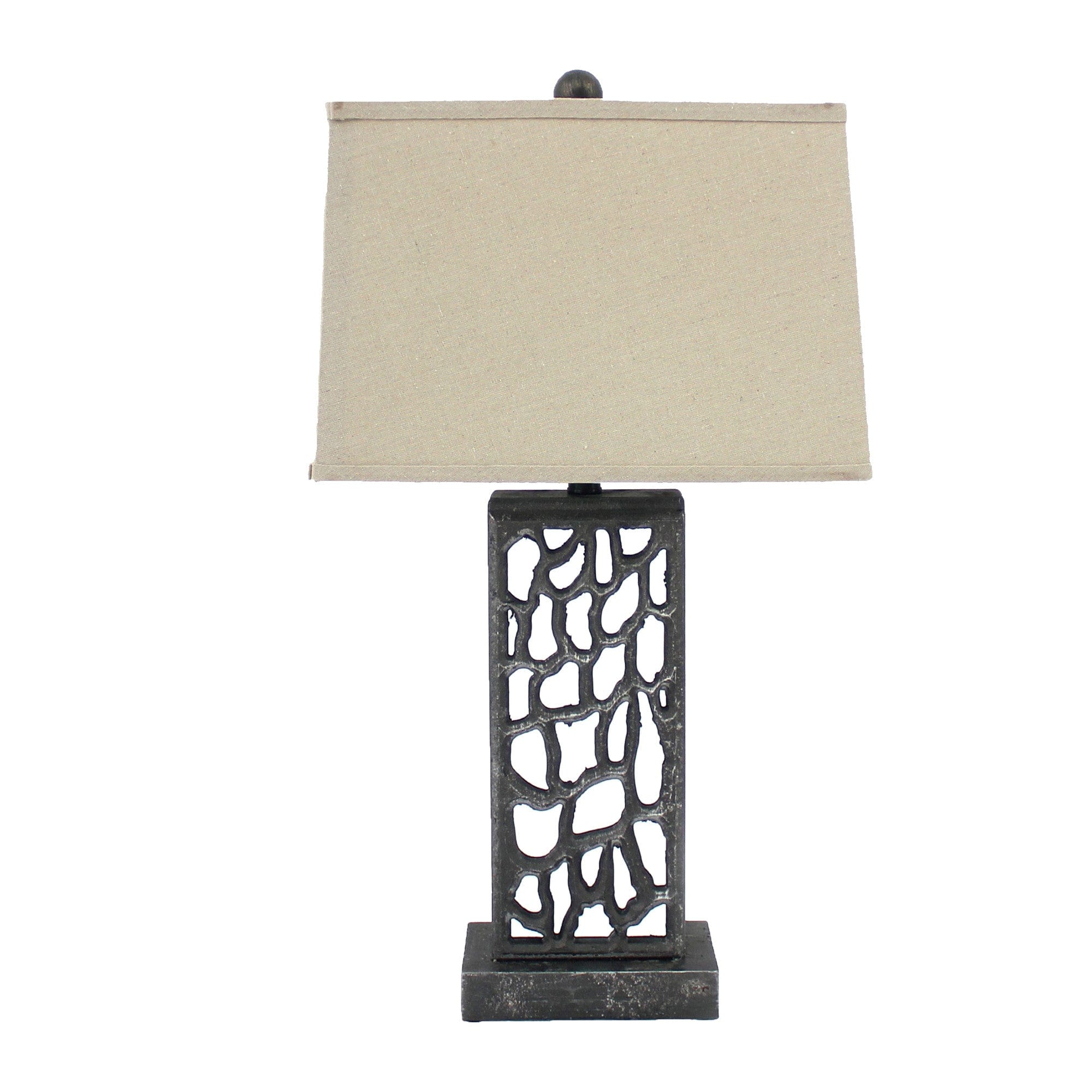 5 X 8 X 28.75 Silver Metal With Multi Mini Grotto Pattern - Table Lamp - Homeroots