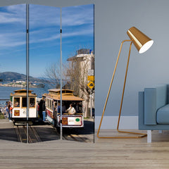 48" X 72" Multi Color Wood Canvas San Francisco  Screen - Homeroots