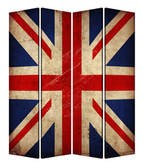 84 X 84 Multi Color Wood Canvas Union Jack  Screen - Homeroots