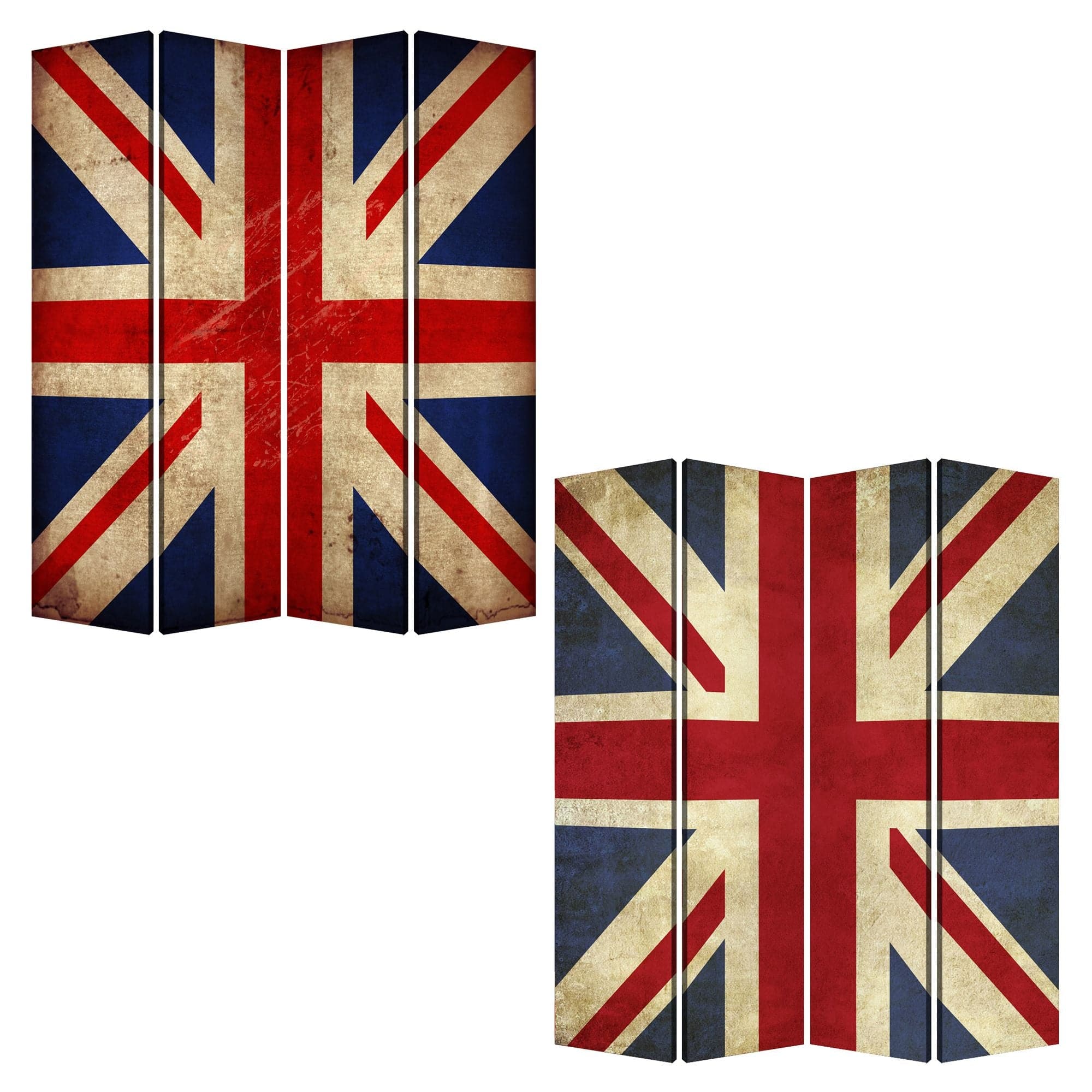 84 X 84 Multi Color Wood Canvas Union Jack  Screen - Homeroots