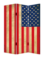 48 X 72 Multi Color Wood Canvas American Flag  Screen - Homeroots